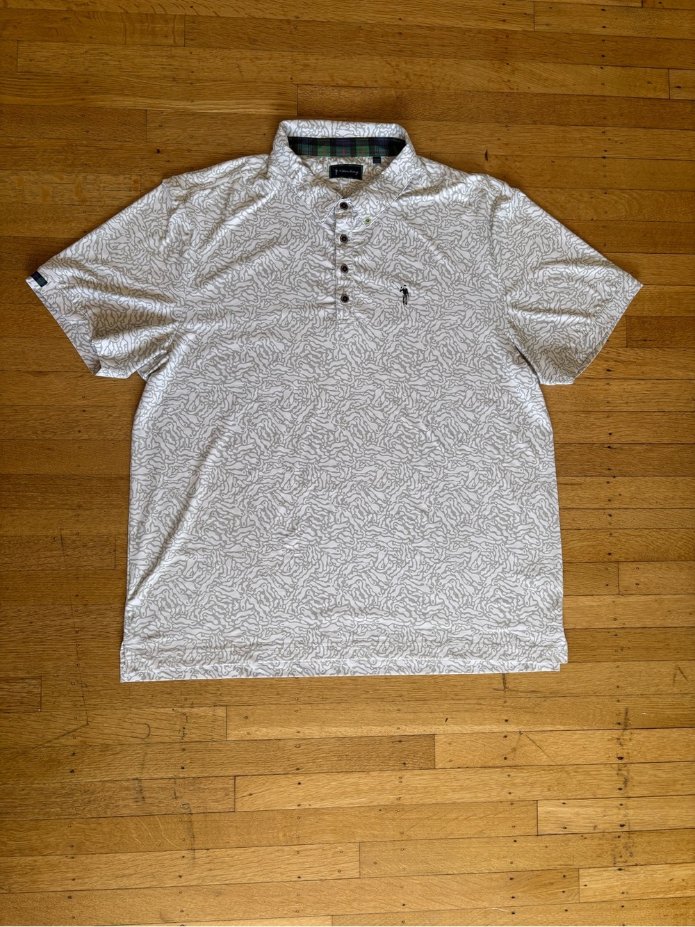 William Murray Men's Blue Printed Shirt XXL Short Sleeve Polyester Spandex Golf